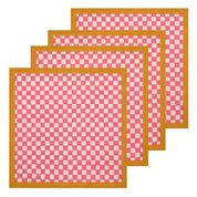 Gingham Check Pink/Mustard Napkins 20x20 - Set of 4