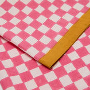 Gingham Check Pink/Mustard Napkins 20x20 - Set of 4