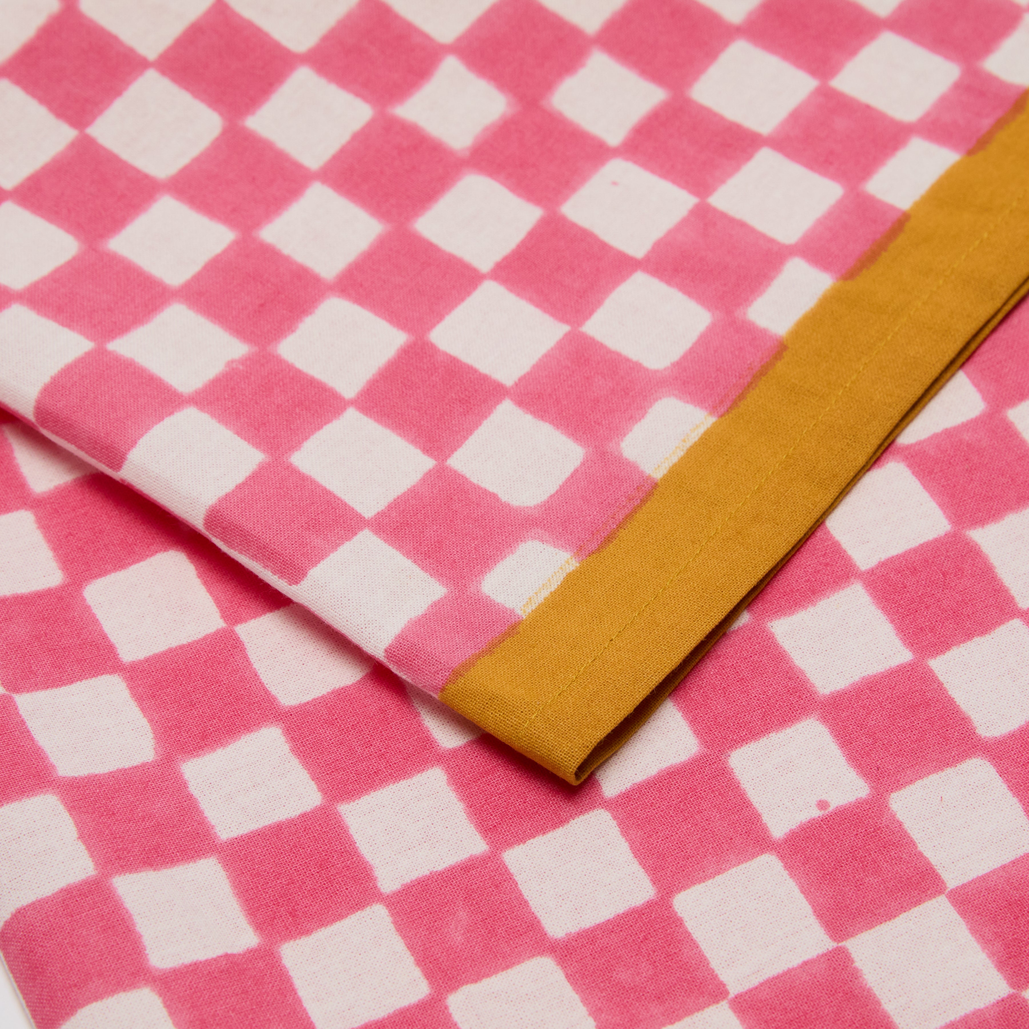 Gingham Check Pink/Mustard Napkins 20x20 - Set of 4