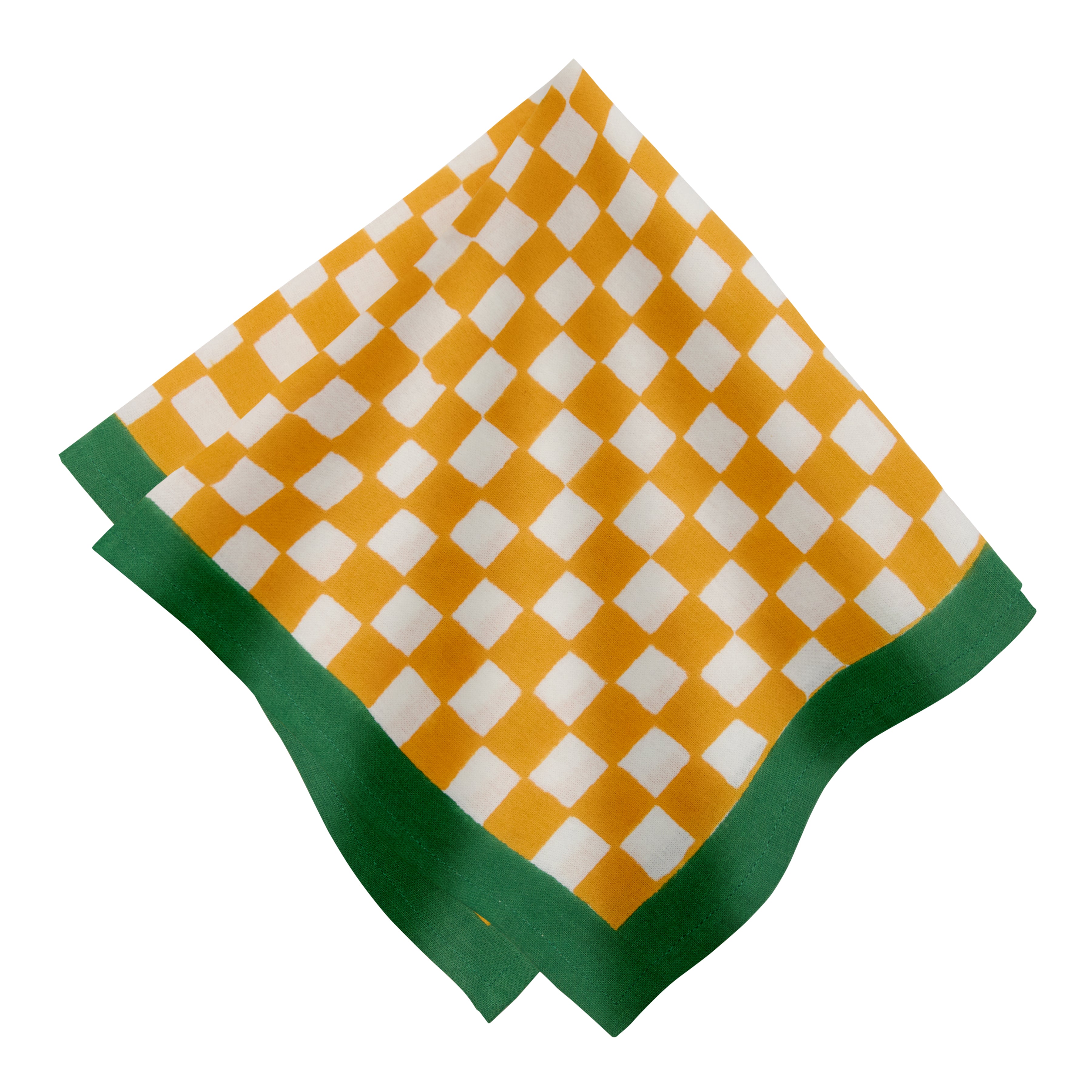 Gingham Check Mustard/Green Napkins 20x20 - Set of 4