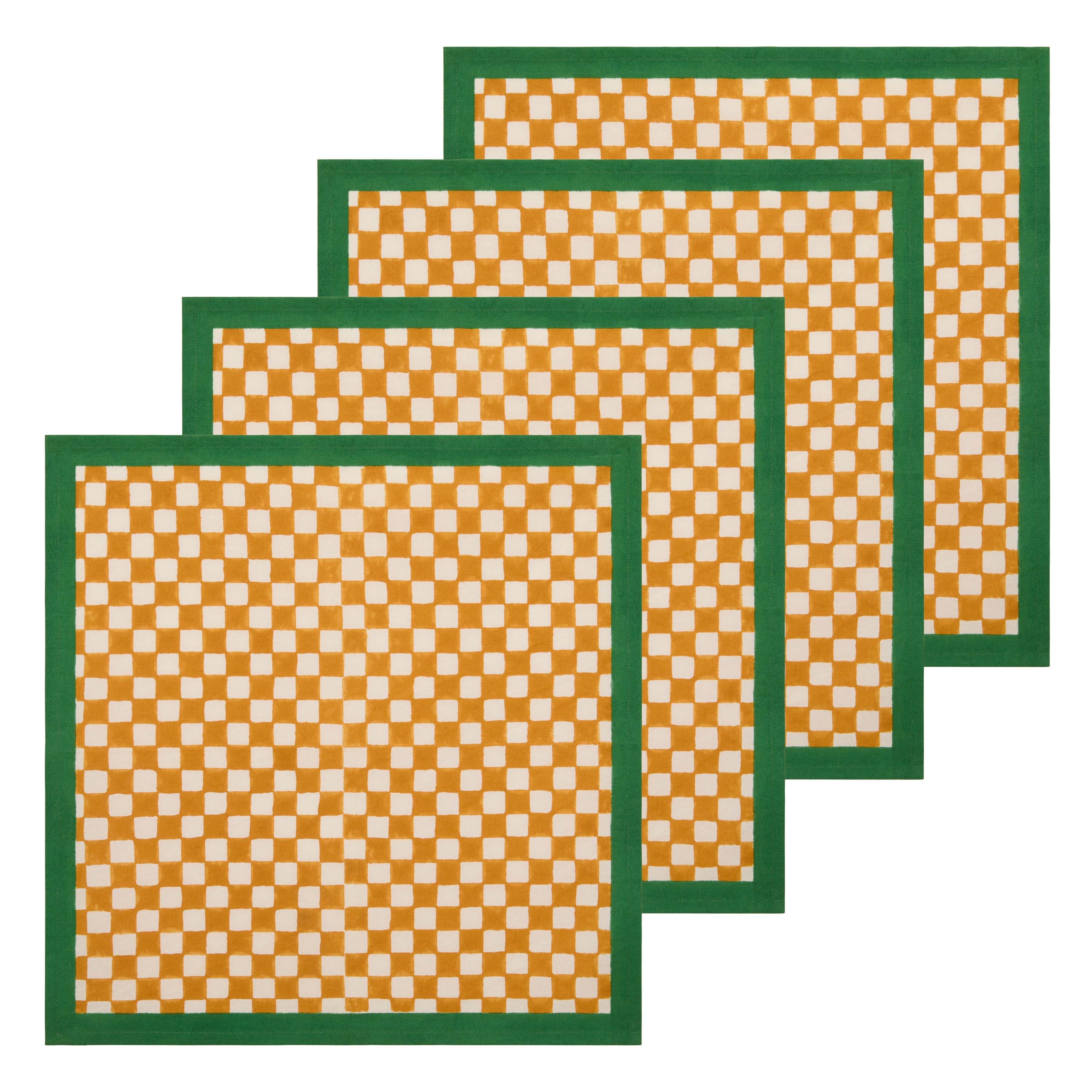 Gingham Check Mustard/Green Napkins 20x20 - Set of 4