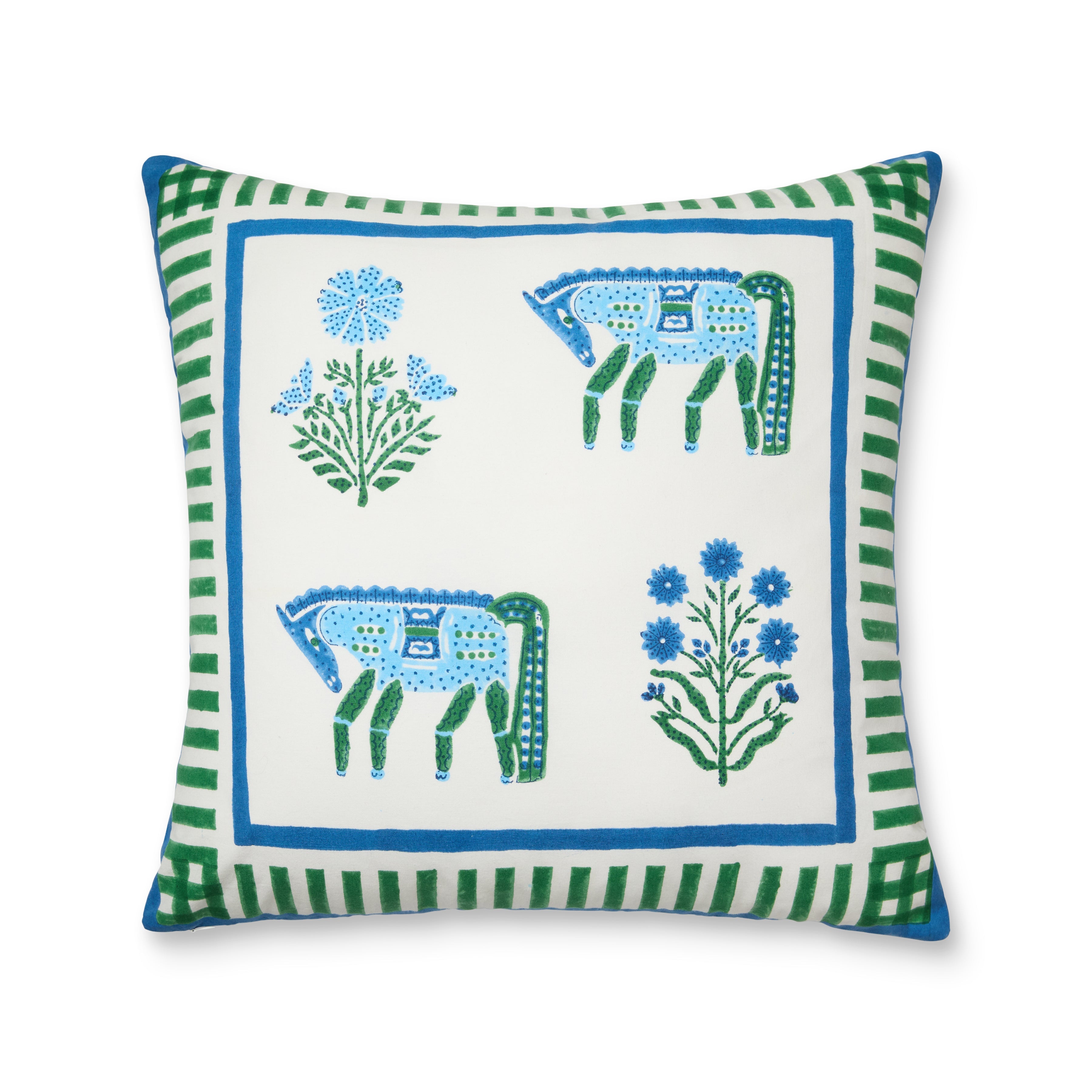 Cheval Nomade Blue & Green Cushion Cover