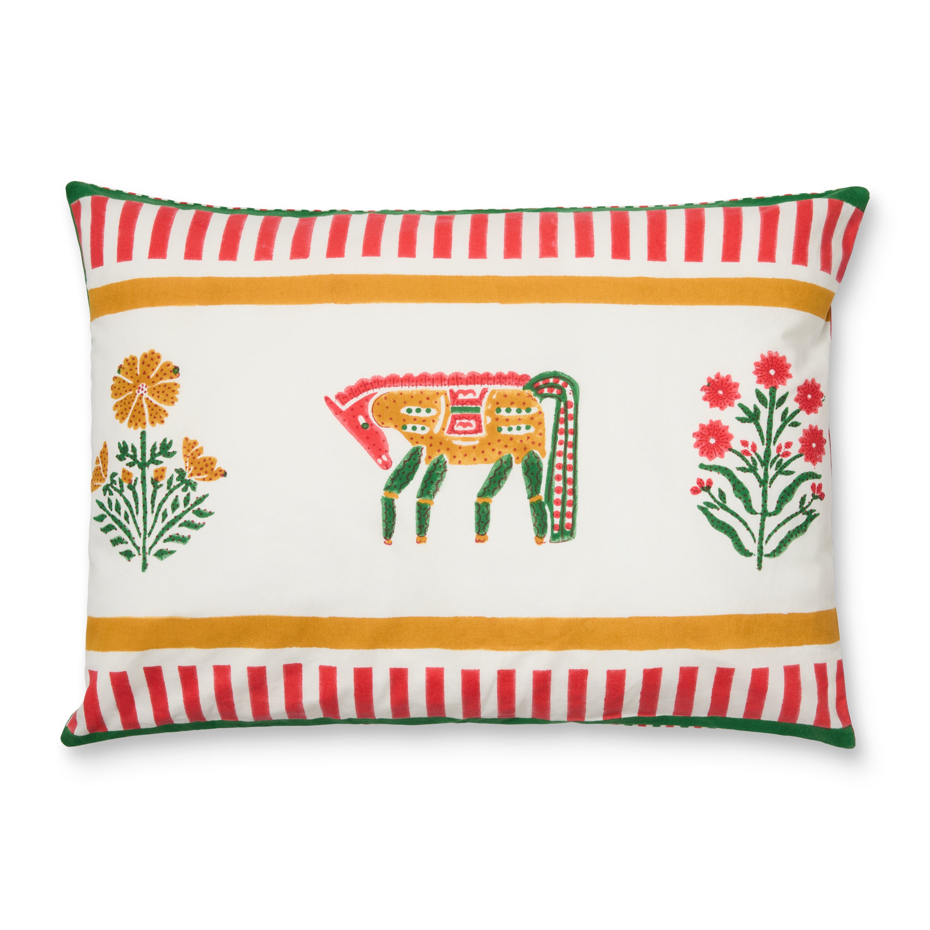Cheval Nomade Mustard & Green Cushion Cover