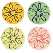 green, mustard, lime, pink