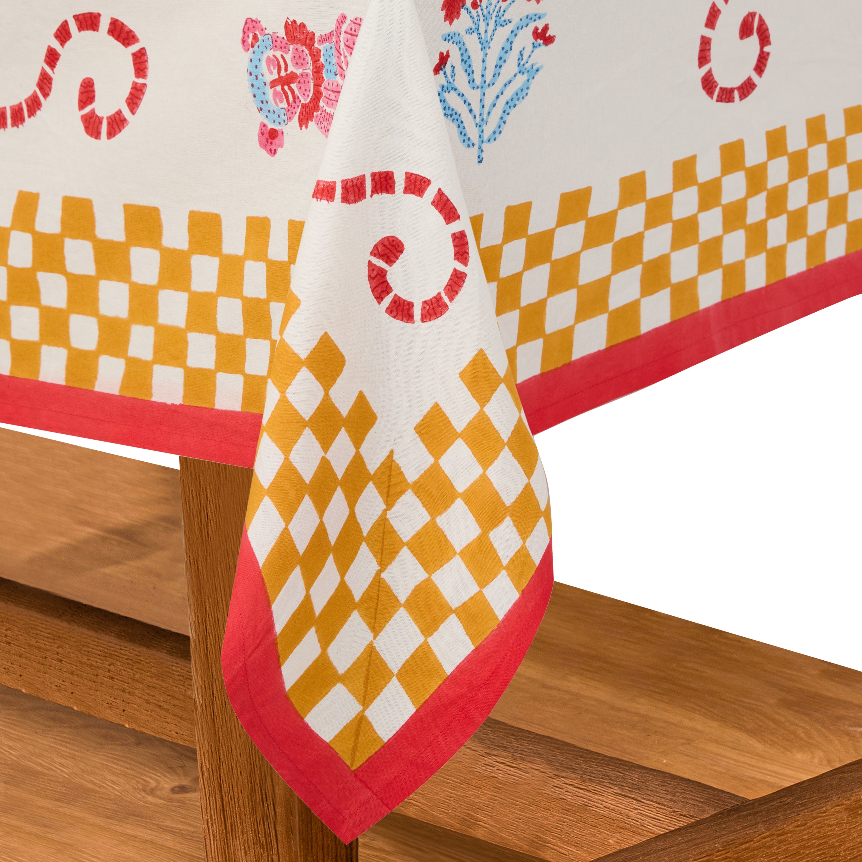 Monkey Mustard & Pink Tablecloth
