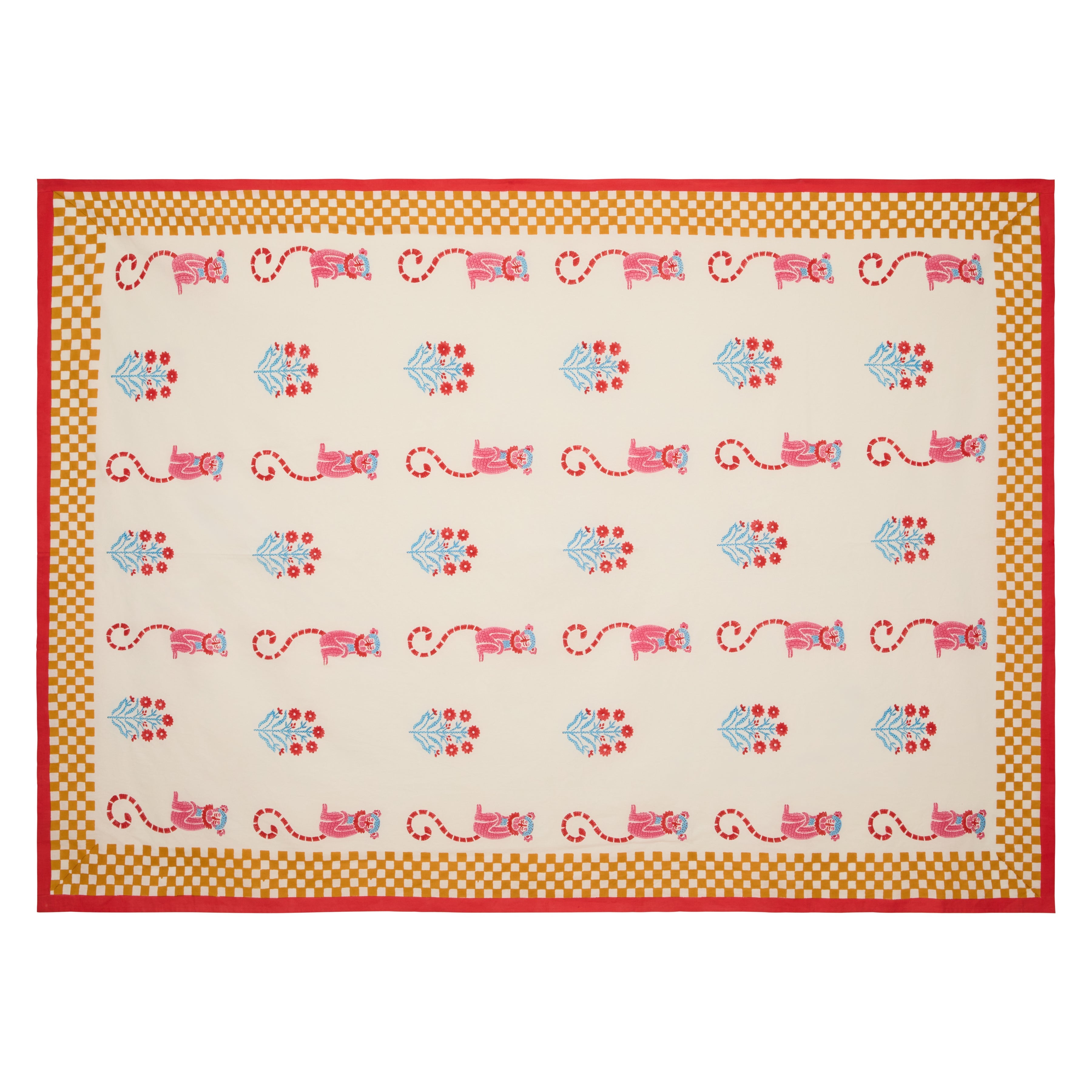 Monkey Mustard & Pink Tablecloth