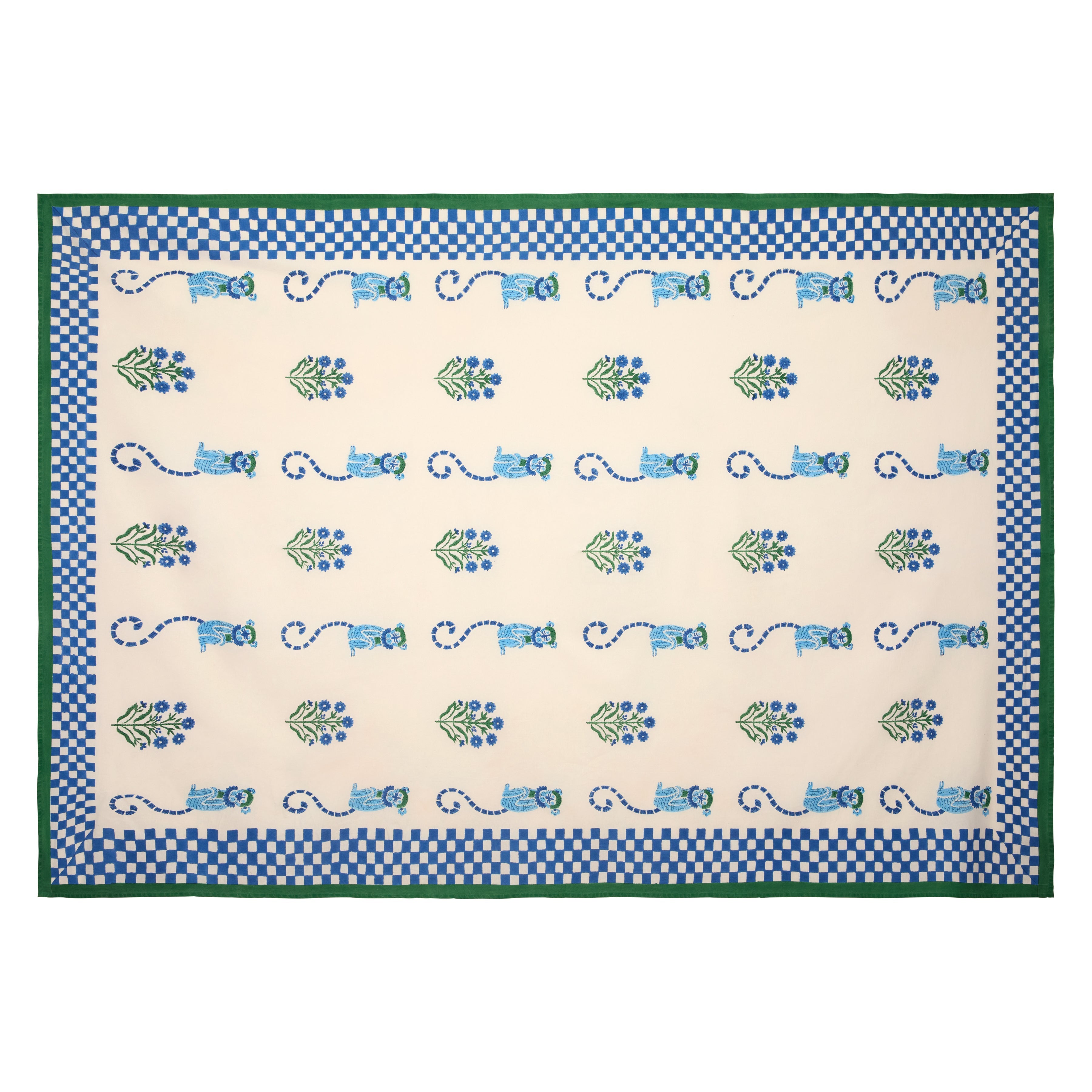 Monkey Blue & Green Tablecloth