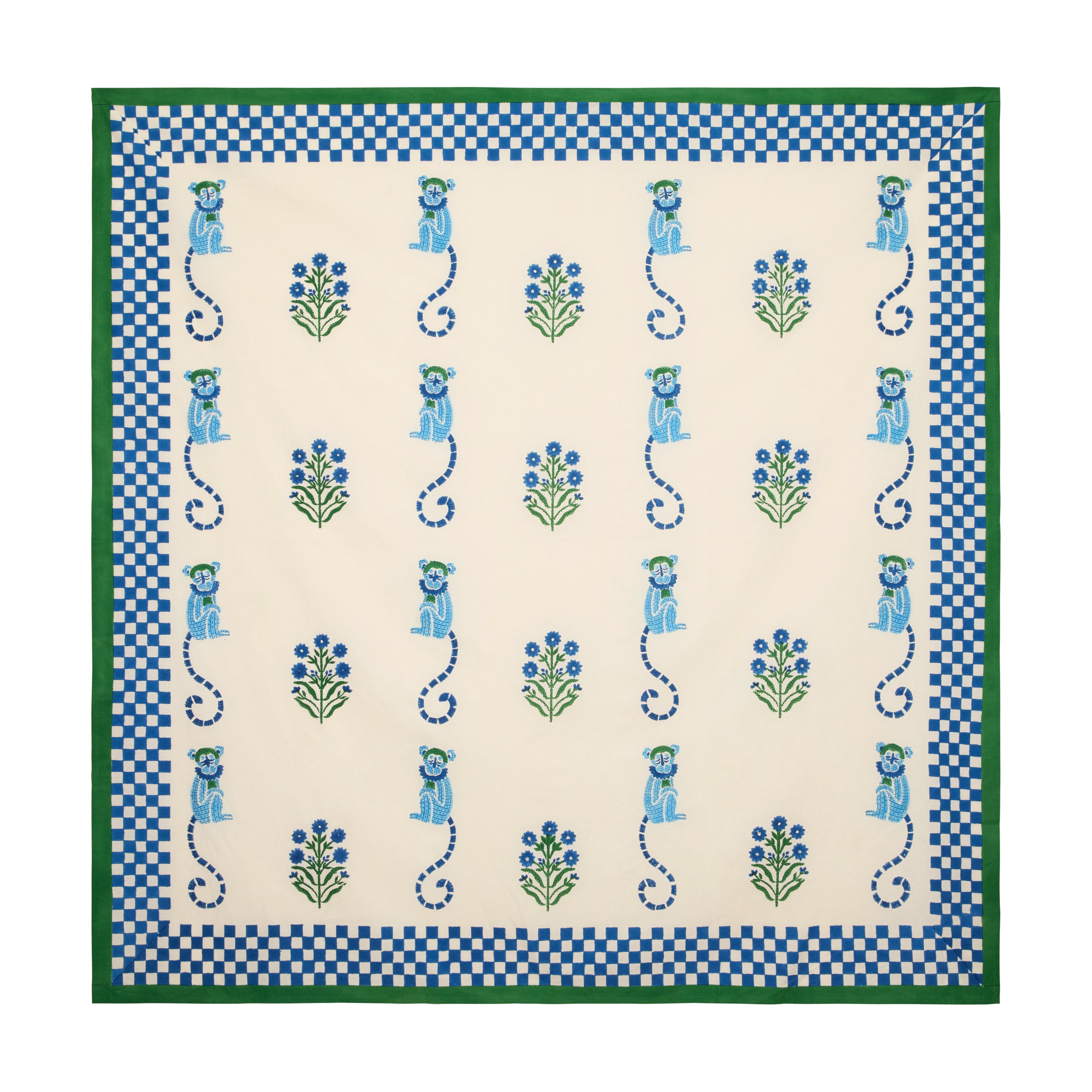 Monkey Blue & Green Tablecloth