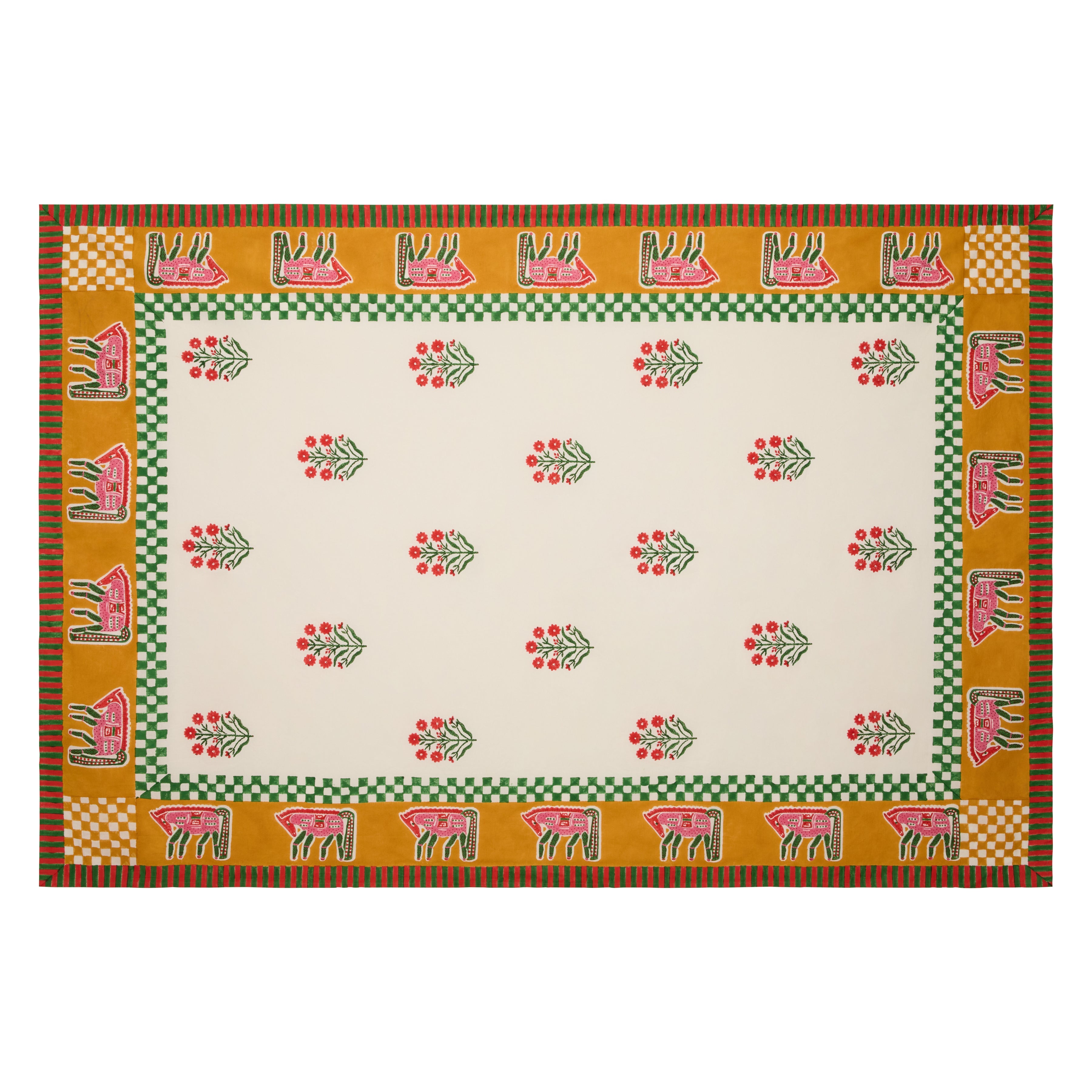 Cheval Nomade Mustard & Green Tablecloth