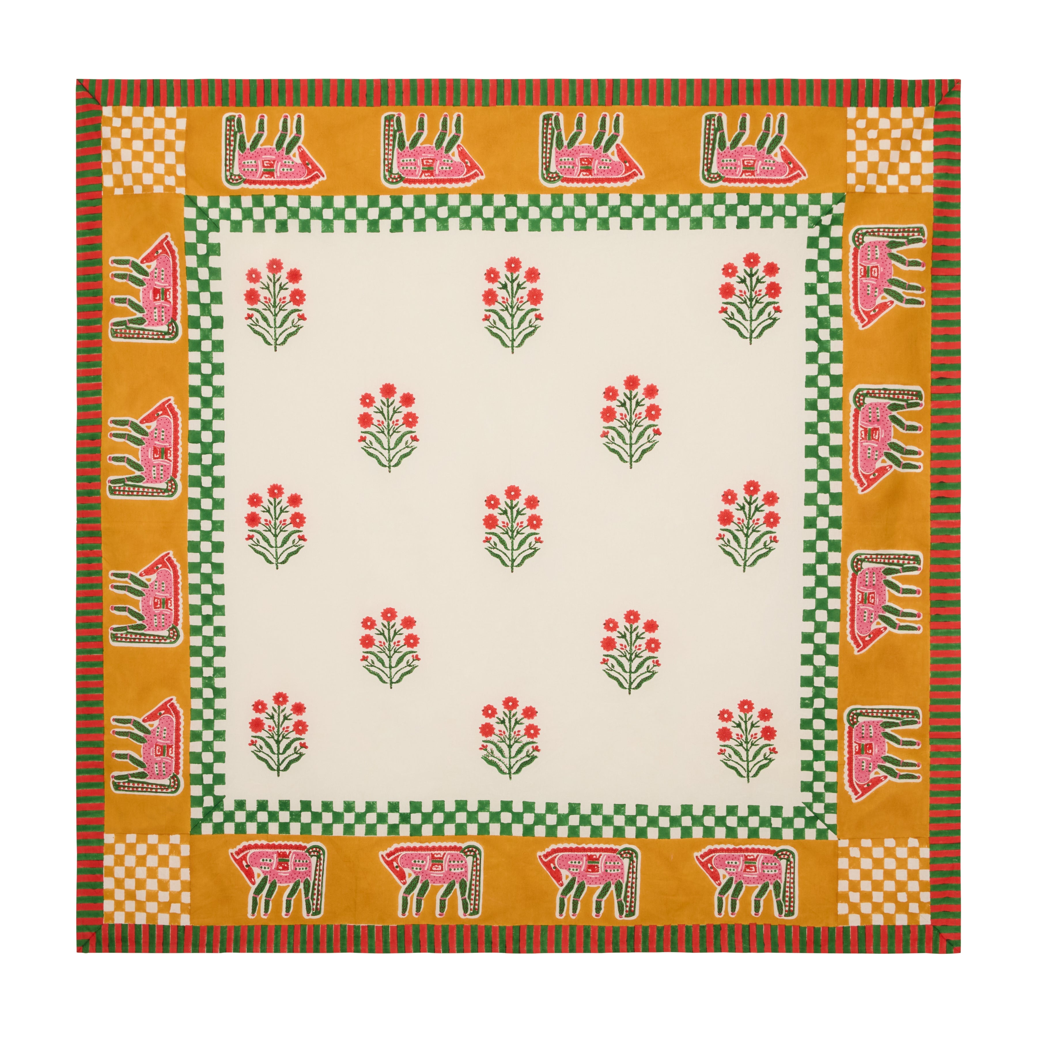 Cheval Nomade Mustard & Green Tablecloth