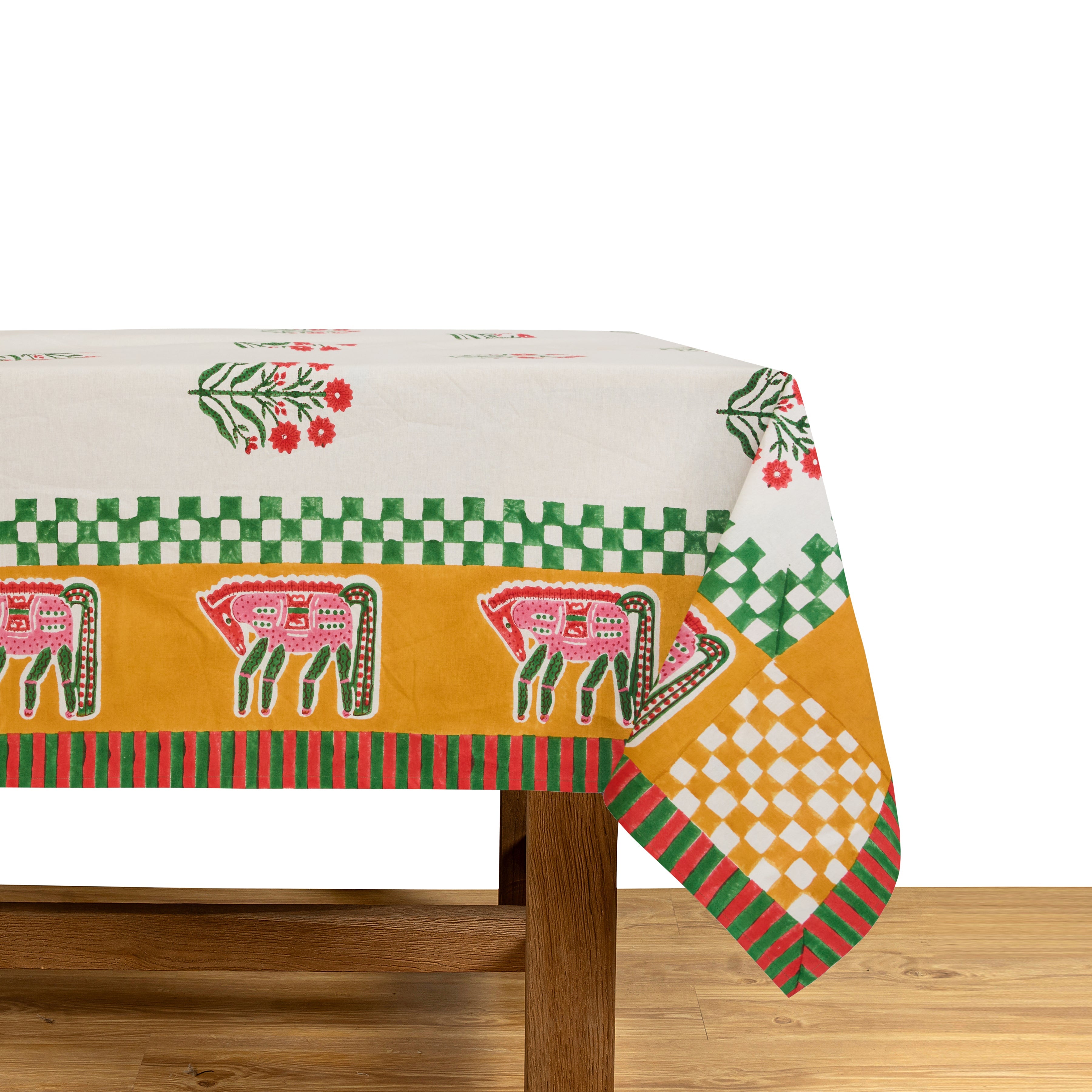 Cheval Nomade Mustard & Green Tablecloth