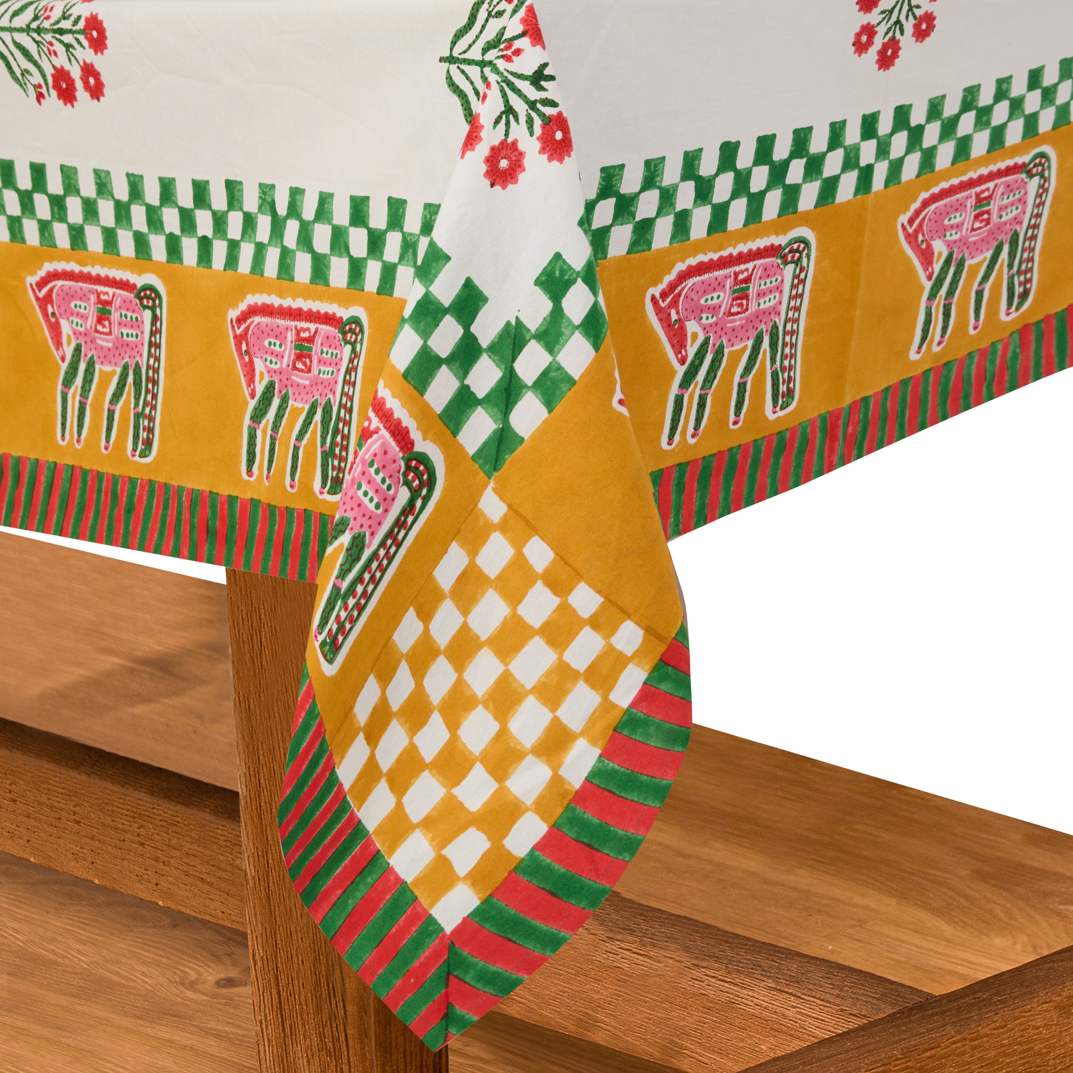 Cheval Nomade Mustard & Green Tablecloth