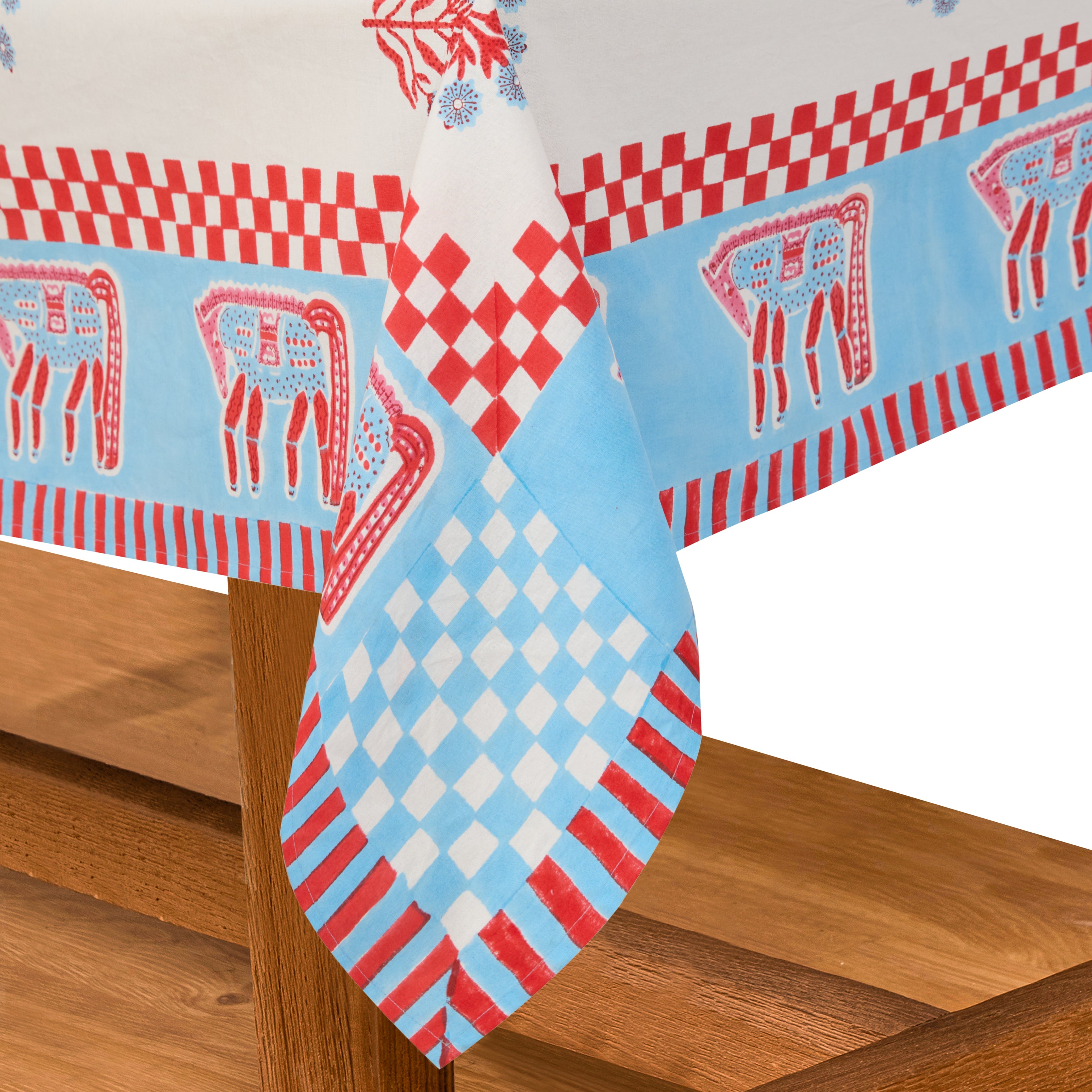 Cheval Nomade Pink & Blue Tablecloth