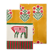 Cheval Nomade Mustard & Green Tea Towels, Set of 2
