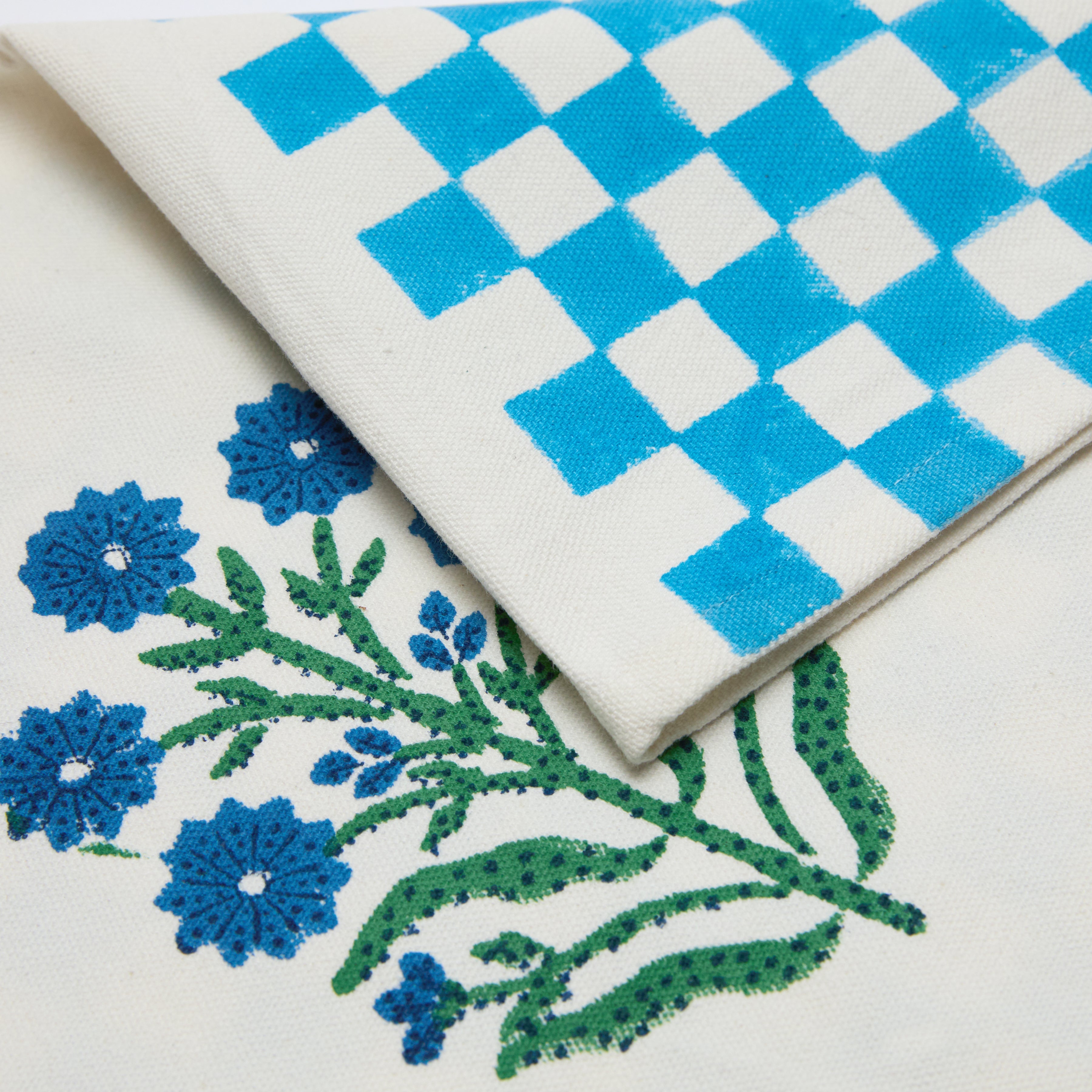 Monkey Blue & Green Tea Towels, Set of 2