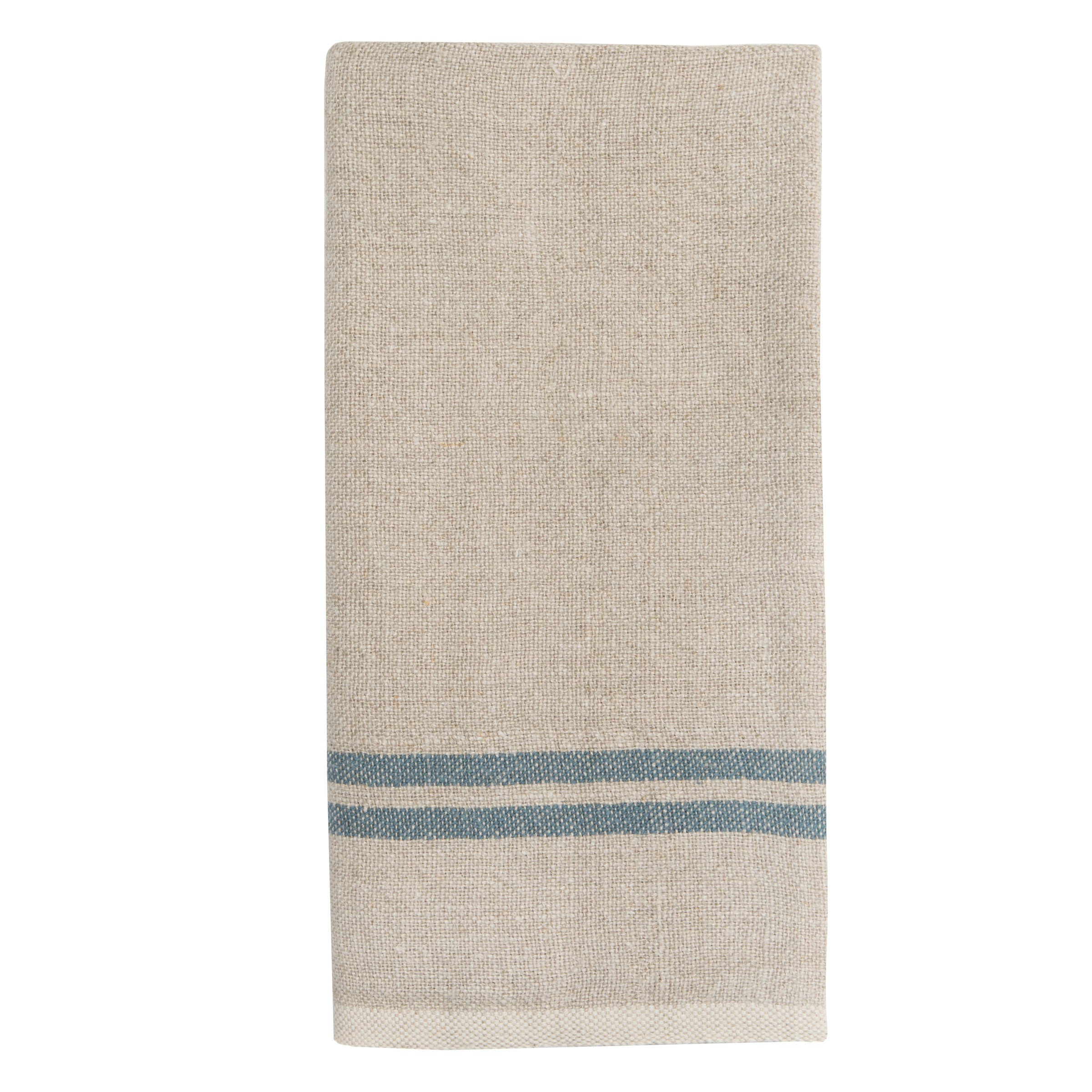 Buy Set of 2 Linen Tea Towels Navy With Natural. Washed Linen
