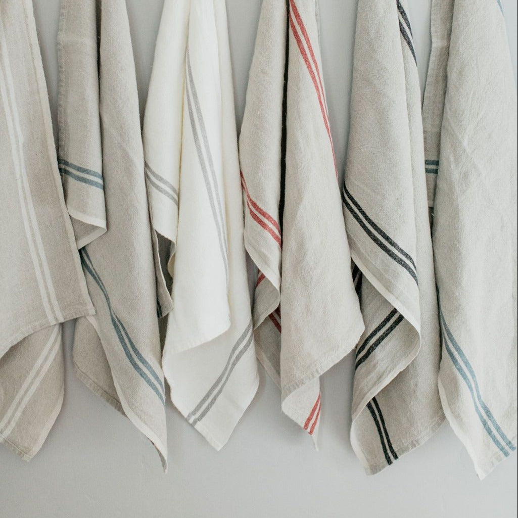 Japanese Thick Linen Kitchen Towels, Stripe