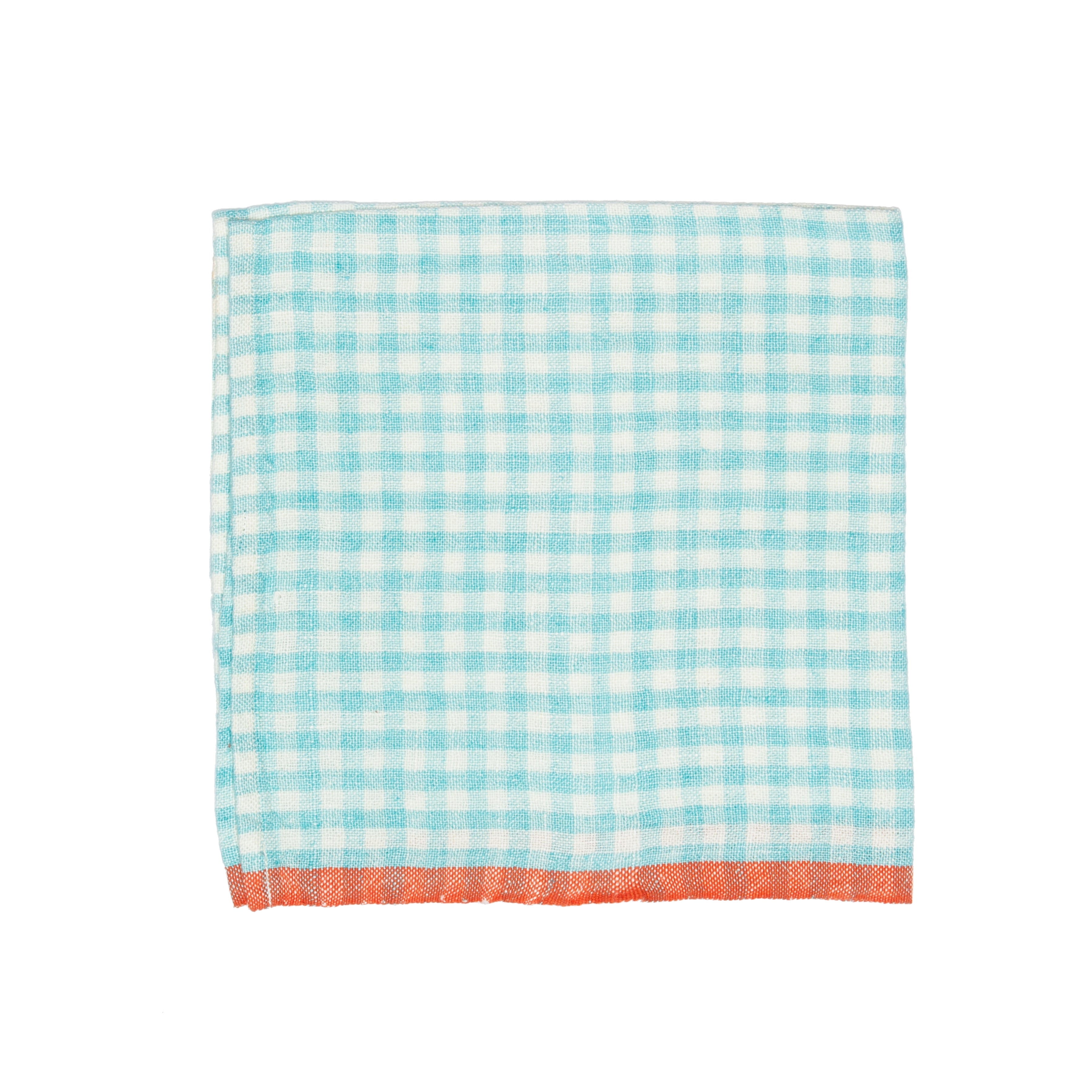 Set of 6 Gingham Check Light Blue & White Cloth Napkins