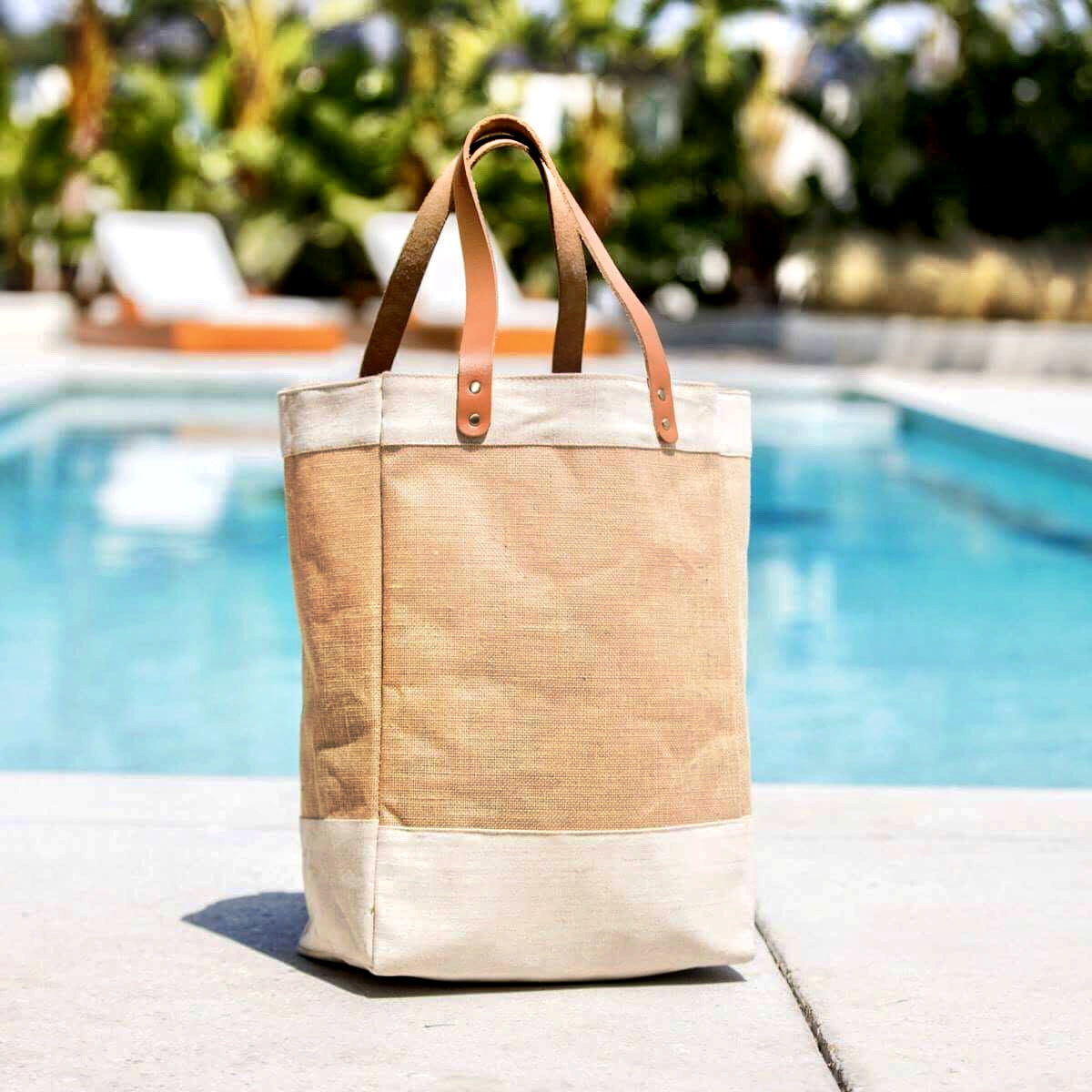 Burlap Natural Market Tote