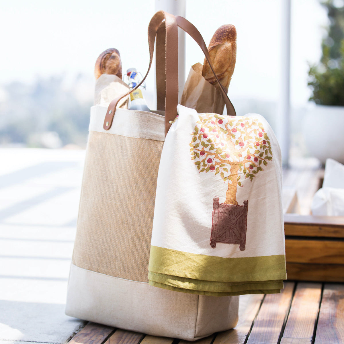 Burlap Natural Market Tote