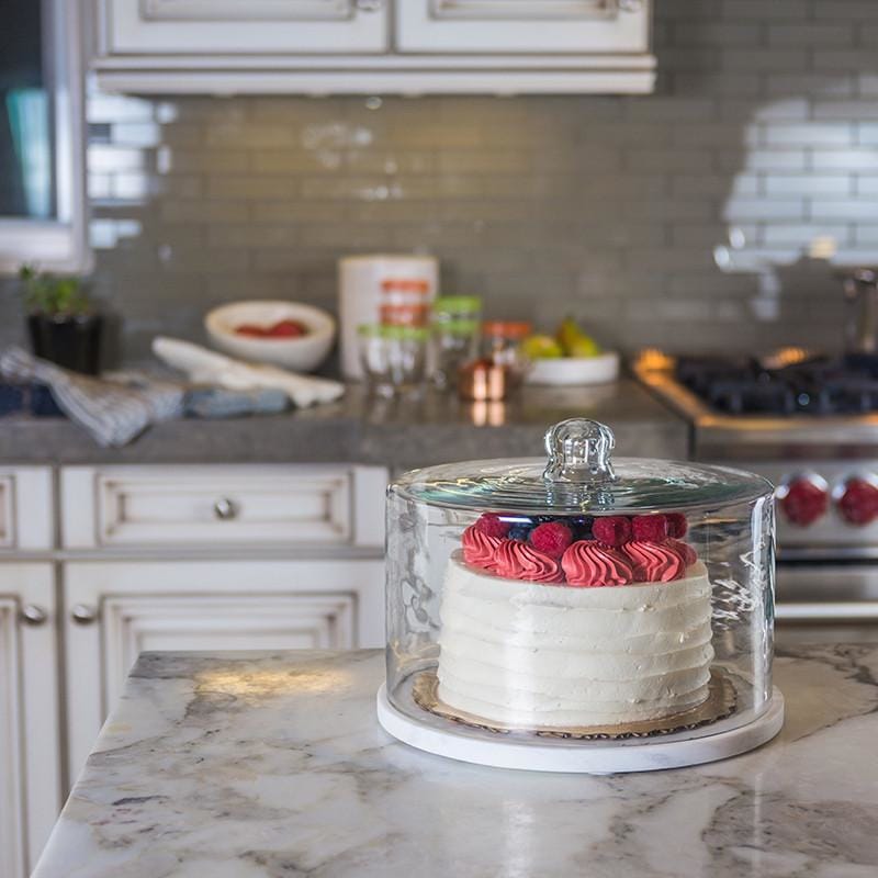 Marble cake stand clearance with dome