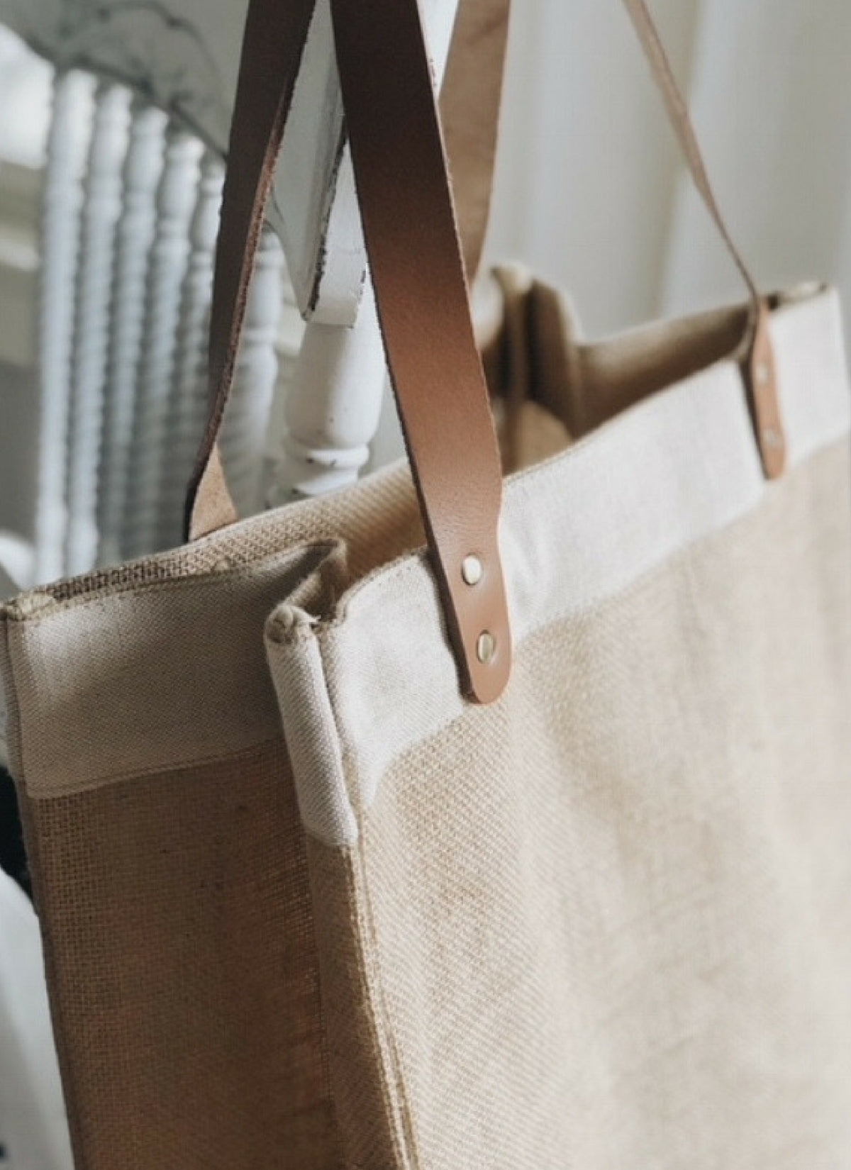 Burlap Natural Market Tote